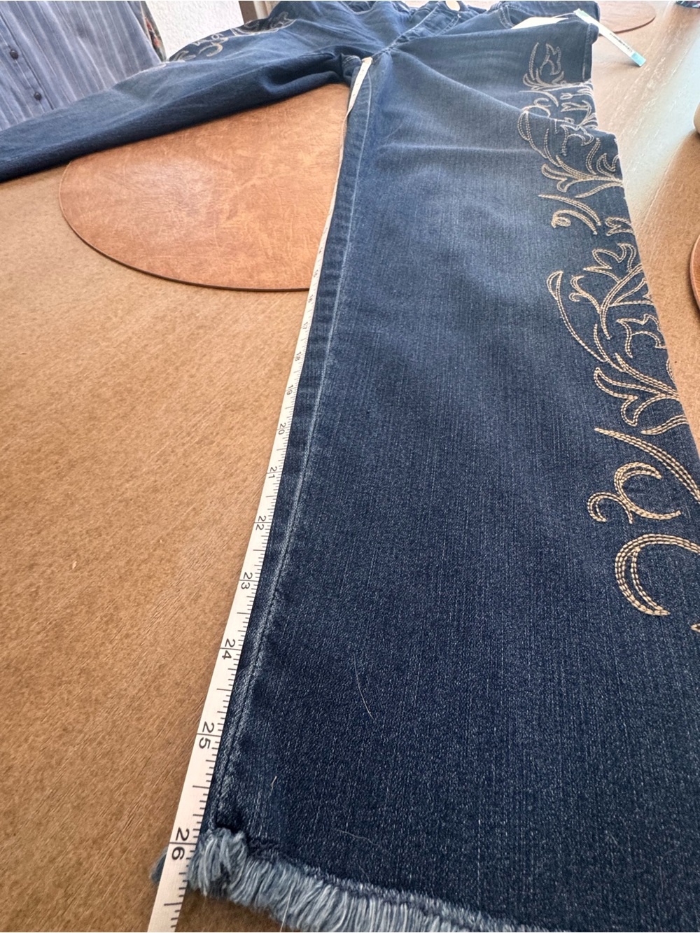 Democracy Navy Ankle Jeans with Gold Side Embroidery - Picture 4 of 9
